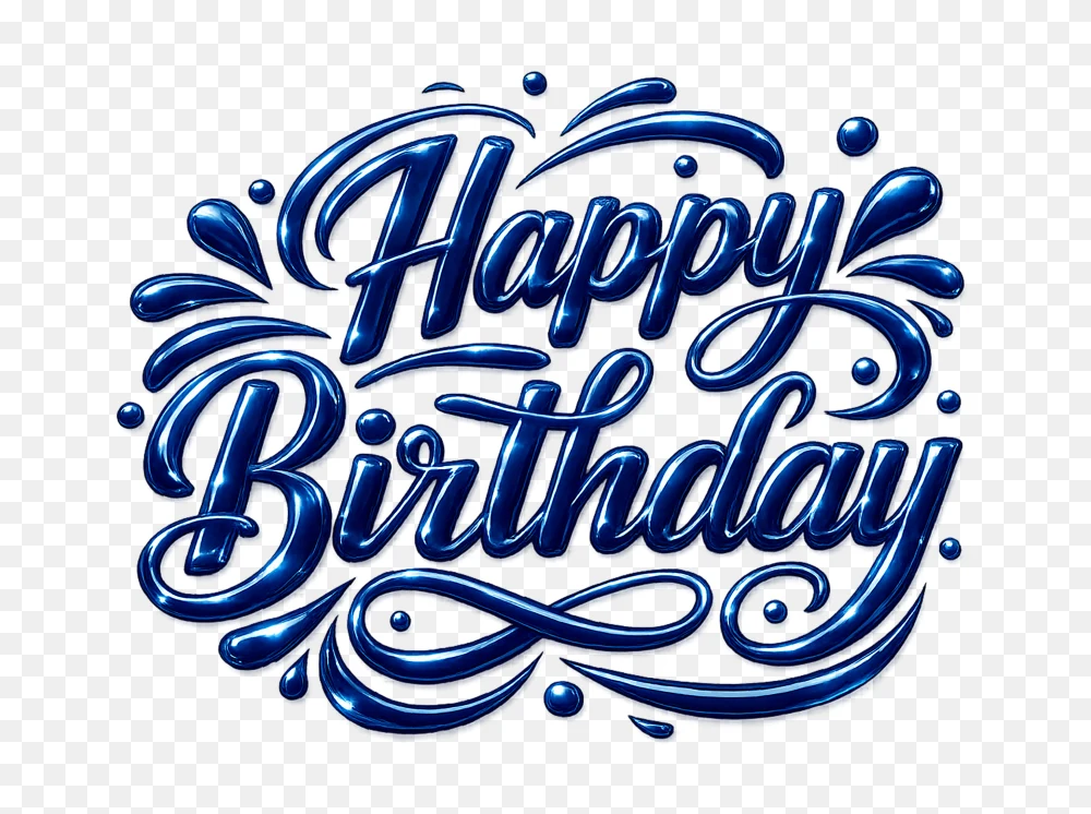 Happy Birthday 3D Glossy Text Png – Transparent Background  Transparent Background