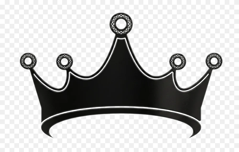 Elegant Black King Crown Silhouette Icon PNG  Transparent Background