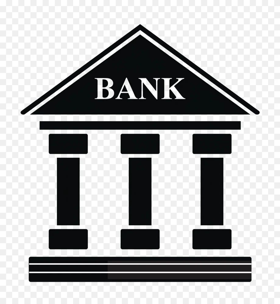 Classic Black Bank Building Icon PNG Transparent Background