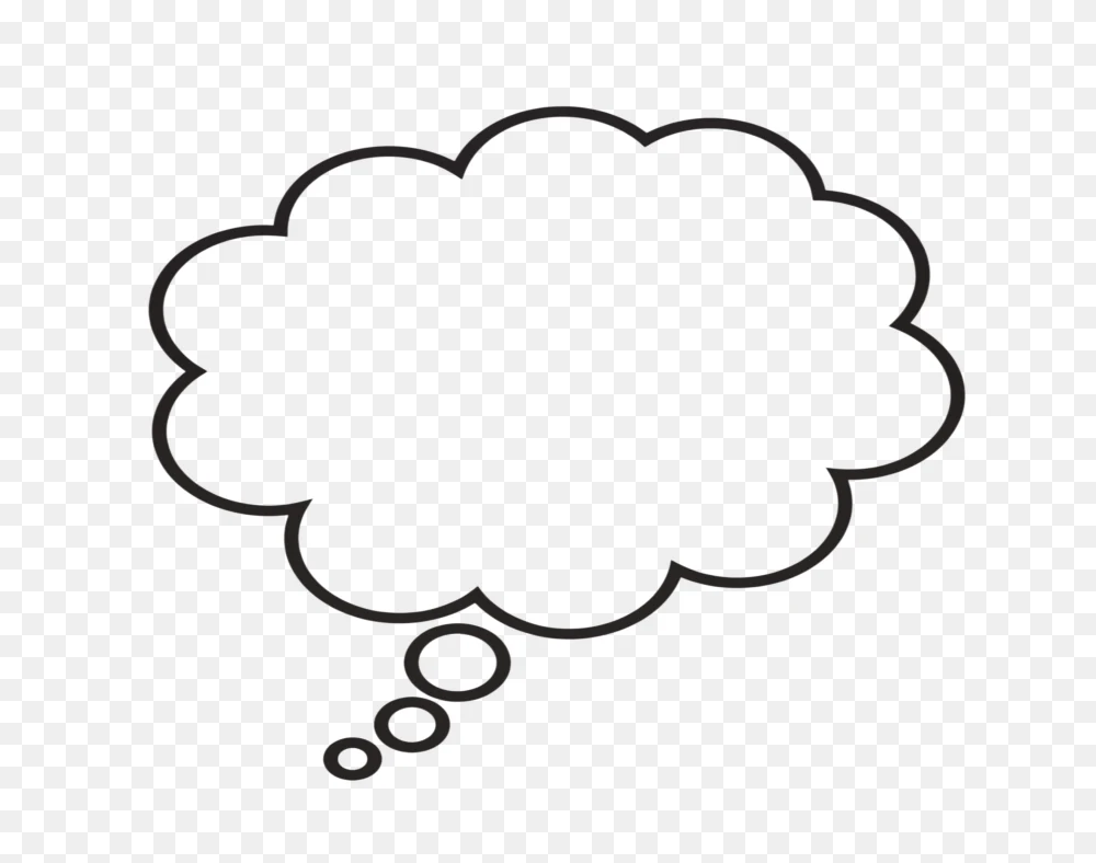 Cloud-Style Thinking Speech Bubble Outline PNG Transparent Background
