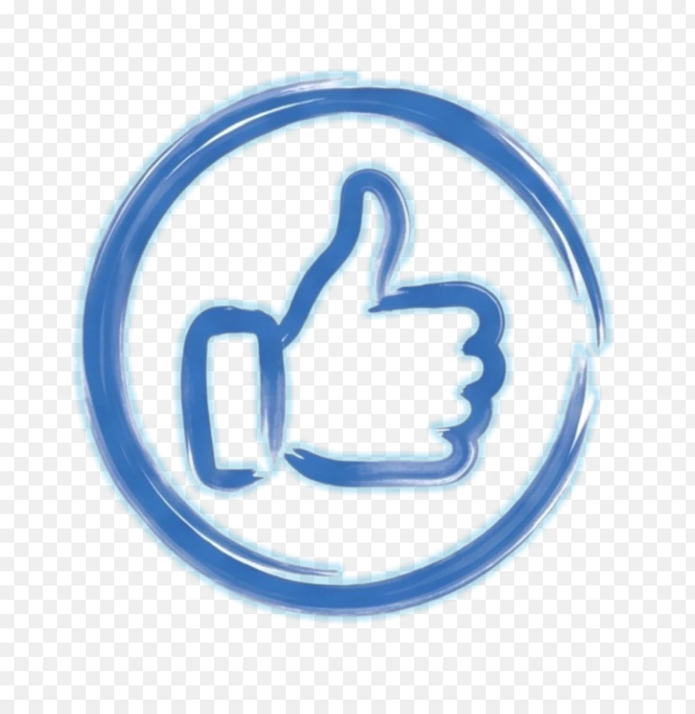 Blue Brush Stroke Thumbs Up Like Icon PNG  Transparent Background