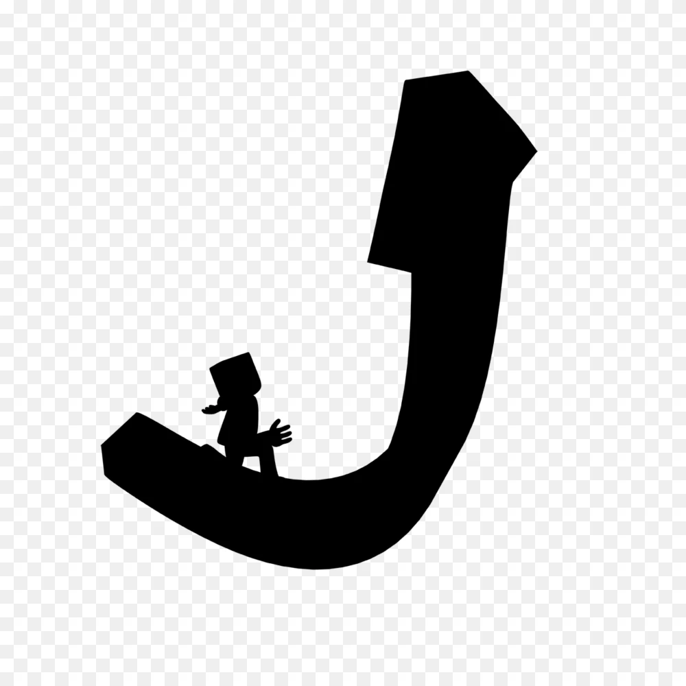 Black Curved Upward Arrow Character PNG  Transparent Background