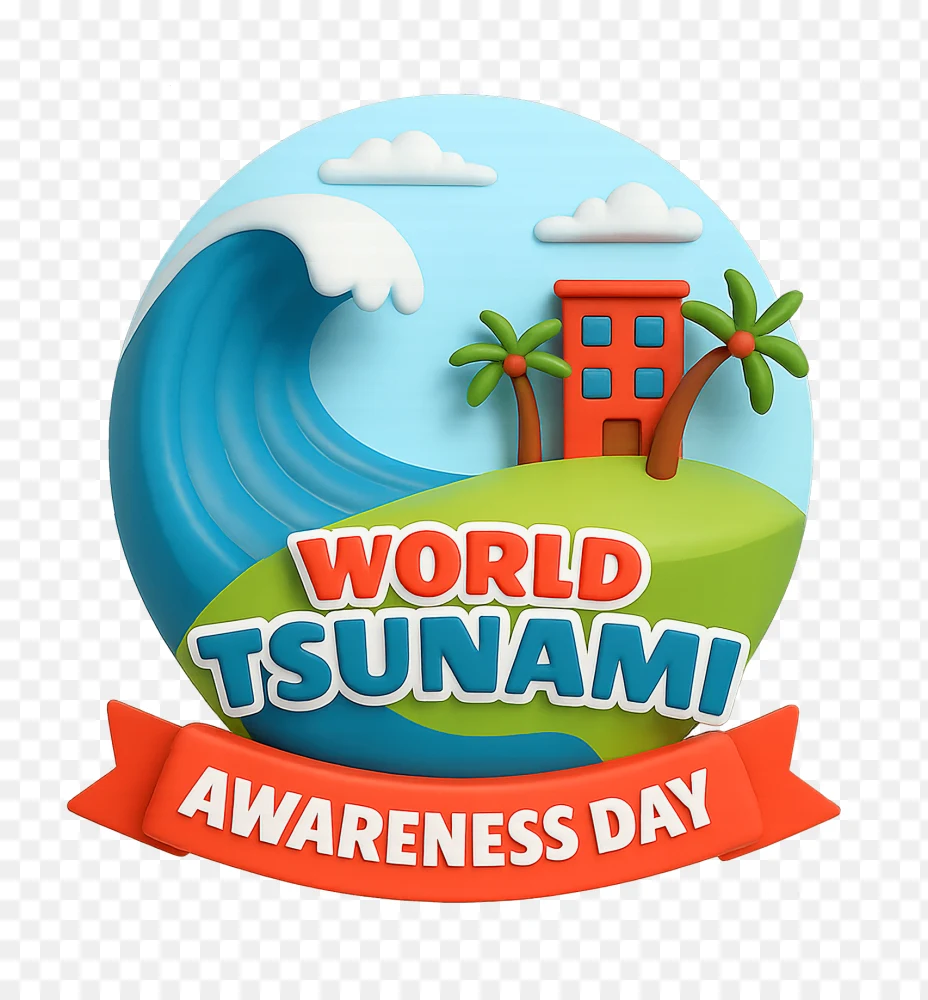 World Tsunami Awareness Day 3D PNG  Transparent Background