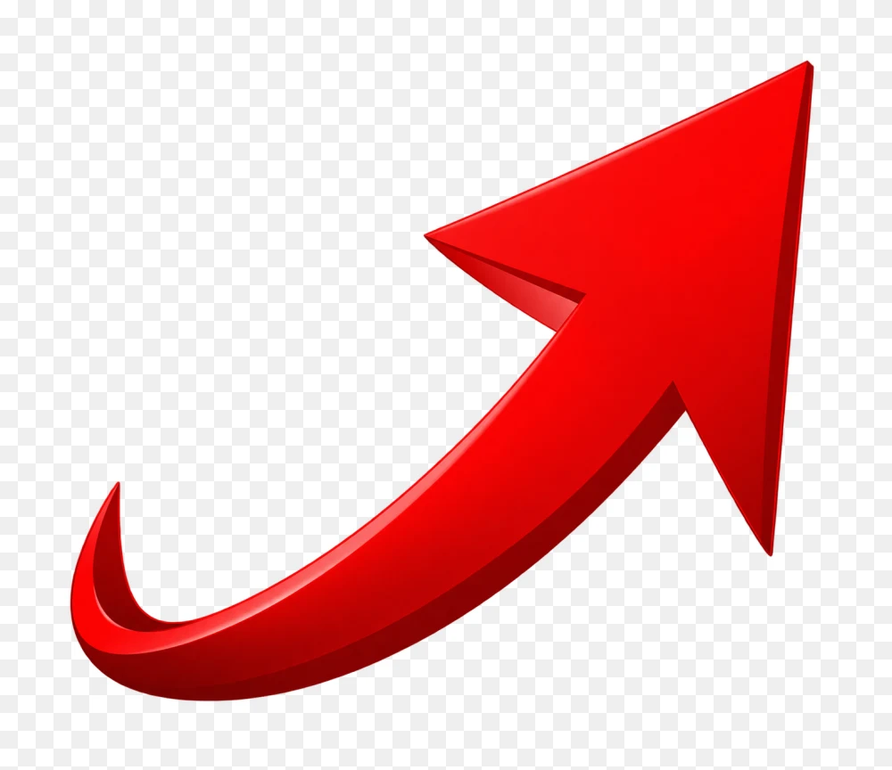 3D Red Upward Growth Arrow Transparent Graphic PNG Transparent Background