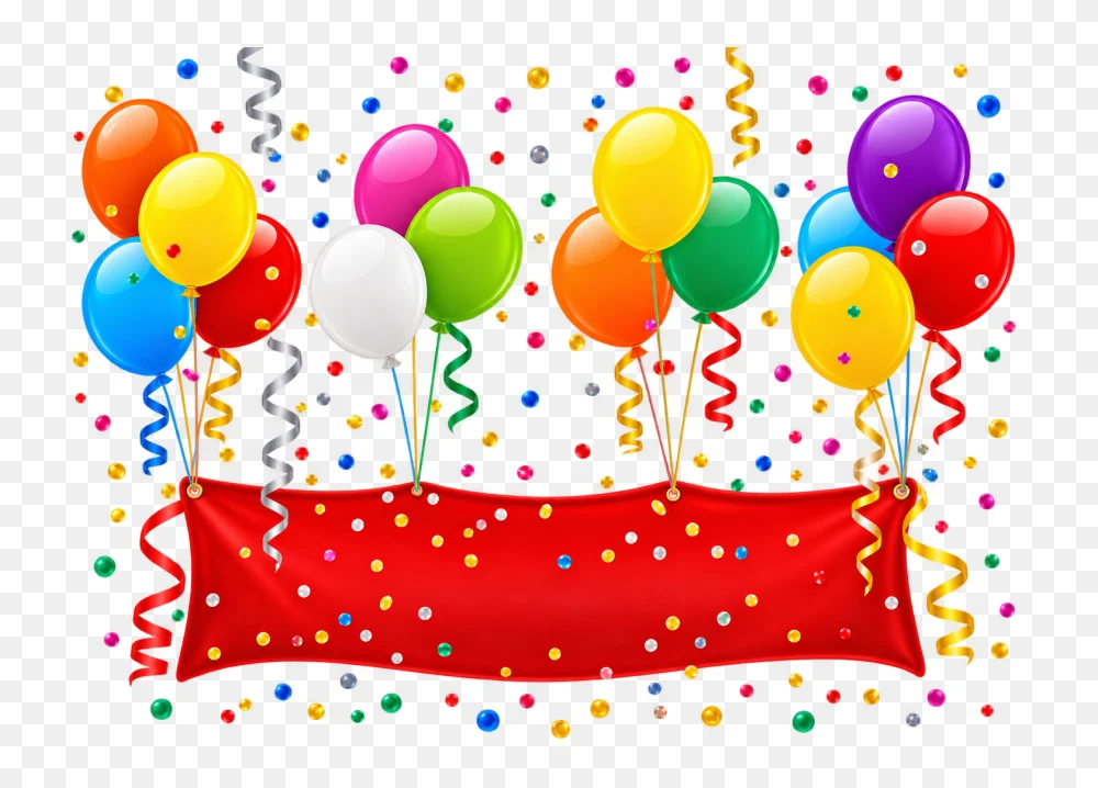 Birthday Celebration Banner With Colorful Balloons PNG  Transparent Background