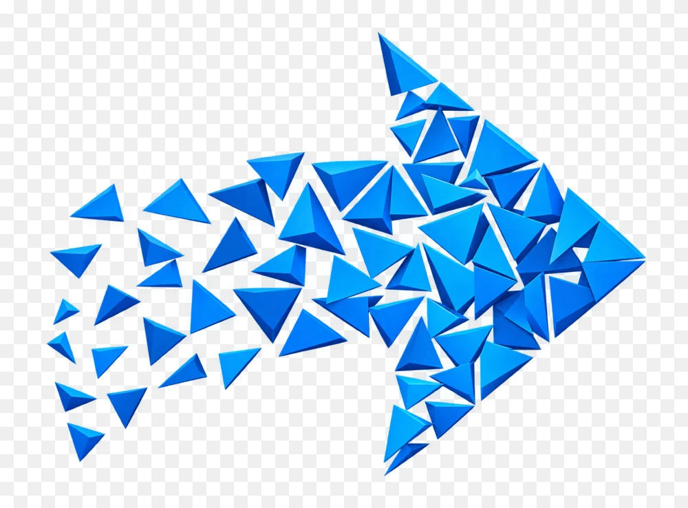Blue Abstract Triangle Mosaic Directional Arrow PNG  Transparent Background