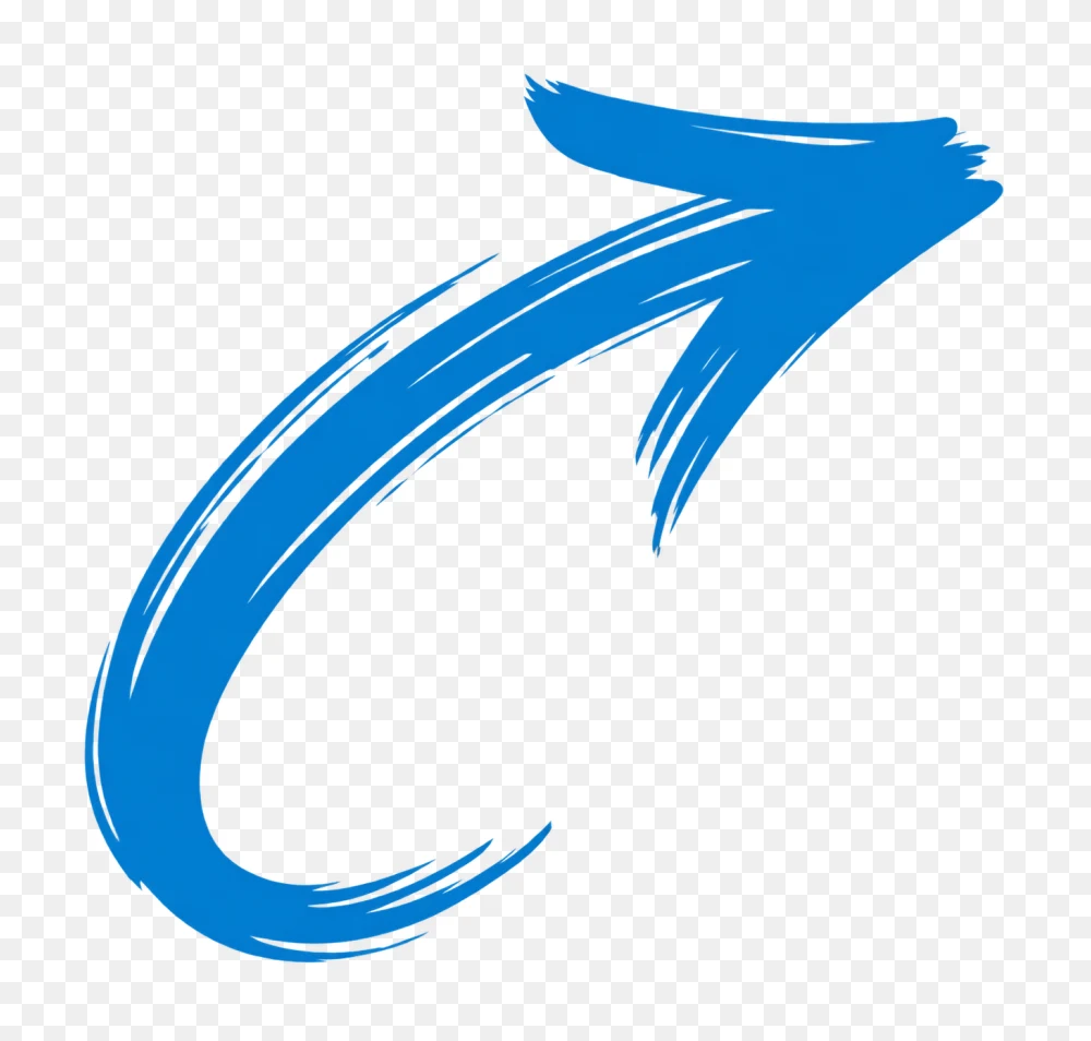 Blue Curved Brush Stroke Arrow Graphic PNG  Transparent Background