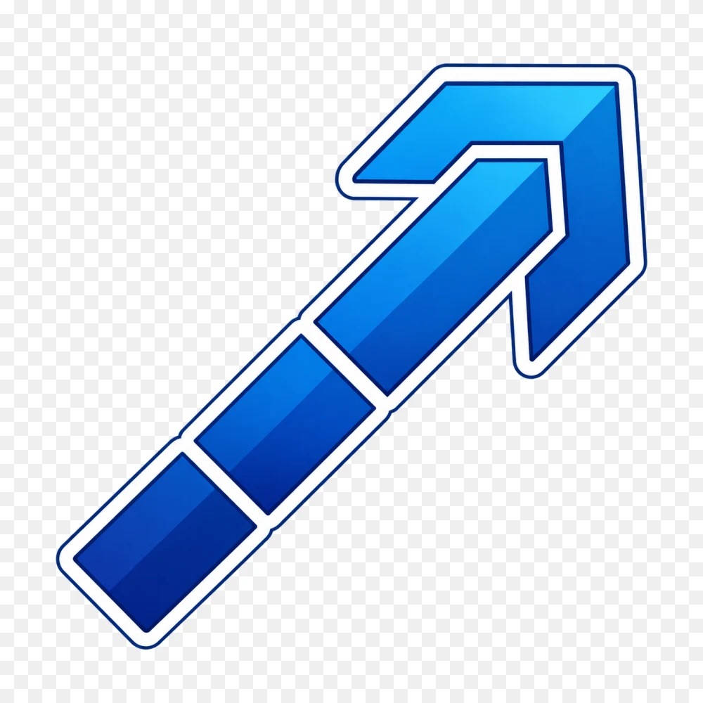 Glossy Blue Segmented Arrow PNG Graphic  Transparent Background