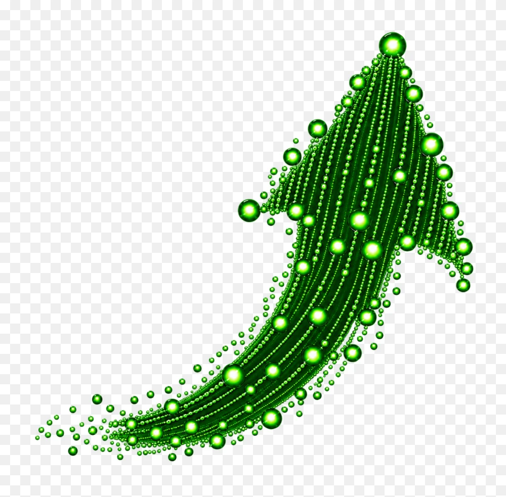 Glowing Green Curved Upward Arrow Graphic PNG  Transparent Background