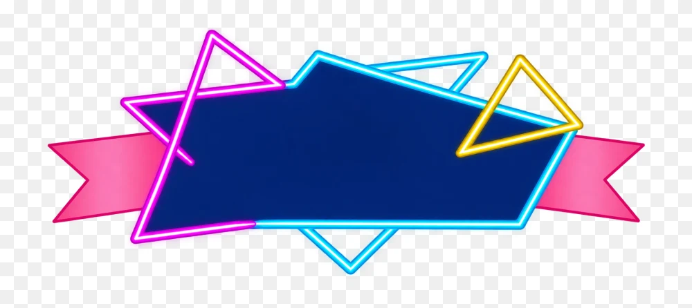 Neon Geometric Frame Transparent PNG Graphic  Transparent Background