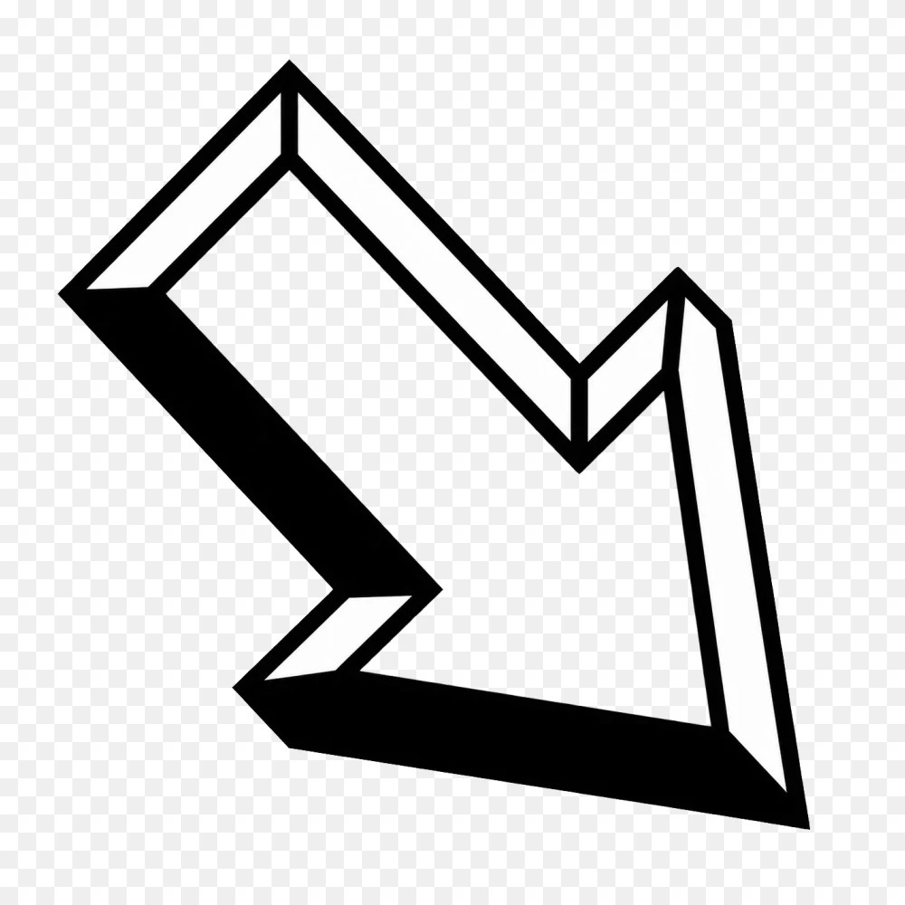 3D Isometric Outline Down Right Arrow Transparent background png  Transparent Background