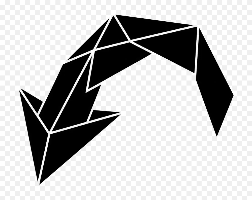3D Low Poly Curved Down Left Arrow Transparent background png  Transparent Background