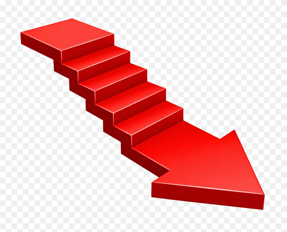 3D Red Staircase Arrow Directional PNG  Transparent Background