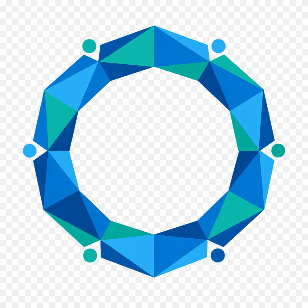 Abstract Geometric Blue Polygon Circle Border PNG  Transparent Background