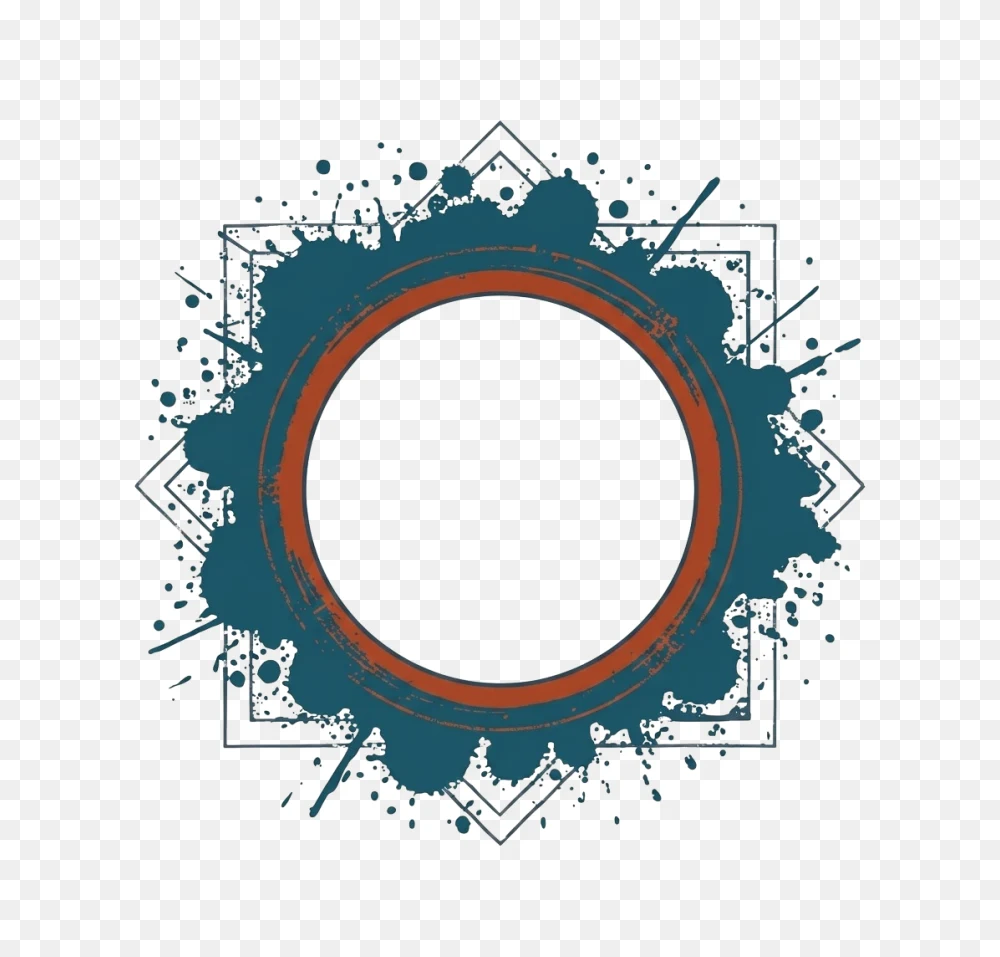 Abstract Round Frame with Paint Splatters PNG  Transparent Background