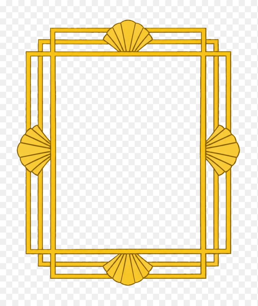 Art Deco Gold Geometric Vintage Frame PNG Transparent Background