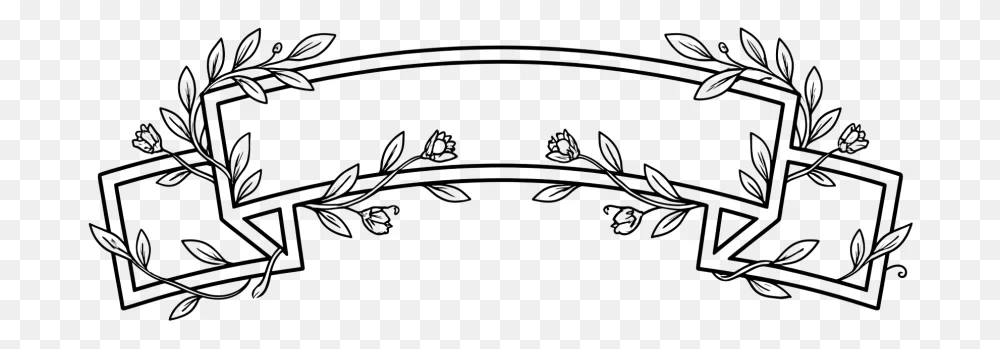 Black and White Floral Vintage Banner PNG  Transparent Background