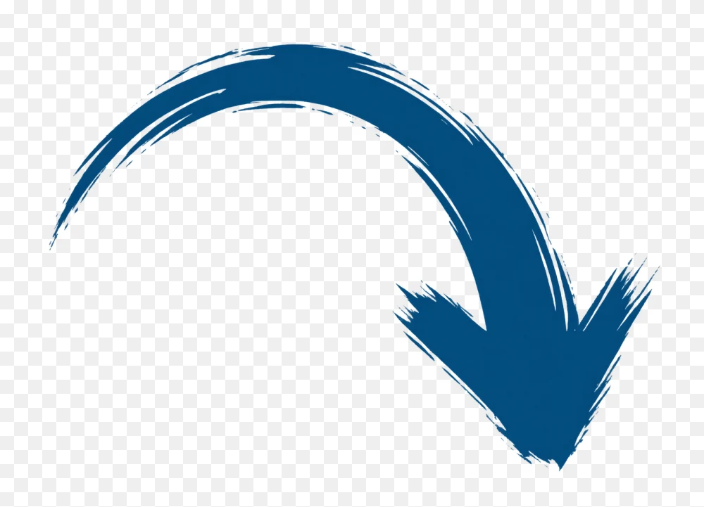 Blue Curved Arrow Ink Stroke Transparent PNG  Transparent Background