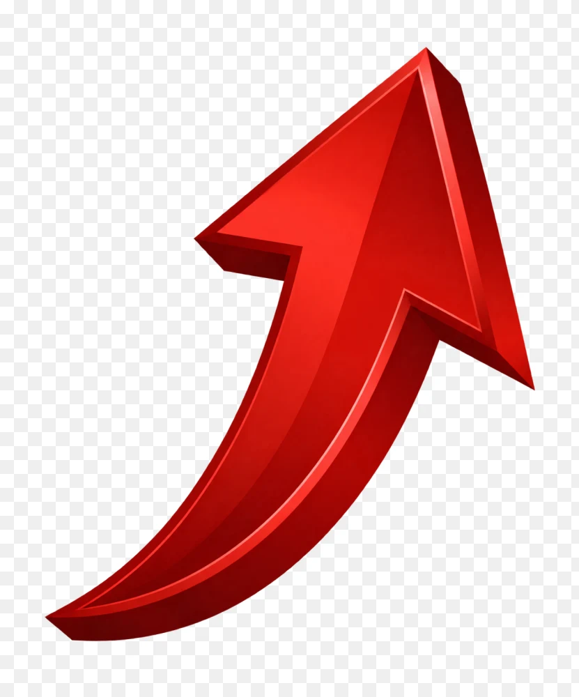 Bold 3D Red Upward Growth Arrow PNG  Transparent Background