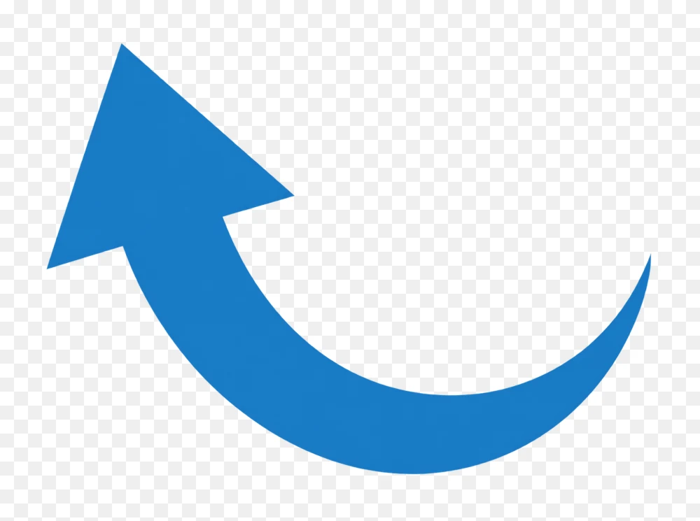 Bold Blue Curved Arrow Transparent Graphic PNG Transparent Background
