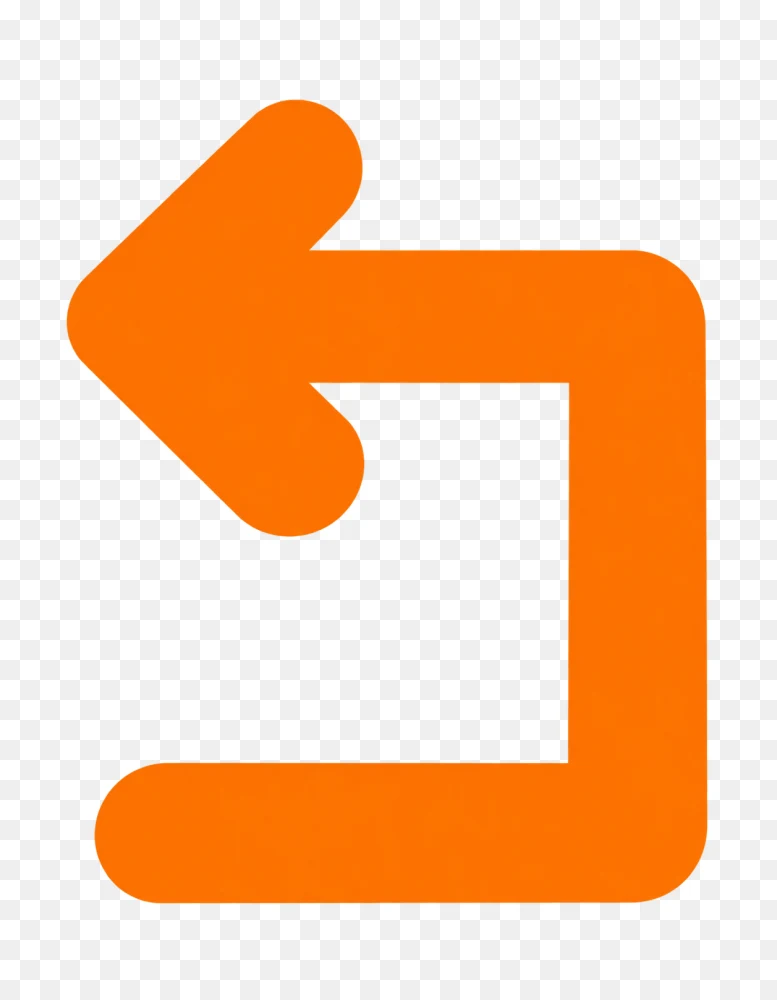 Bold Orange Curved Left Arrow Icon PNG Transparent Background
