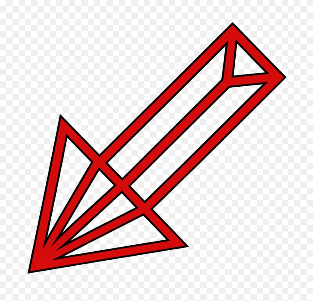 Bold Red 3D Wireframe Arrow PNG  Transparent Background