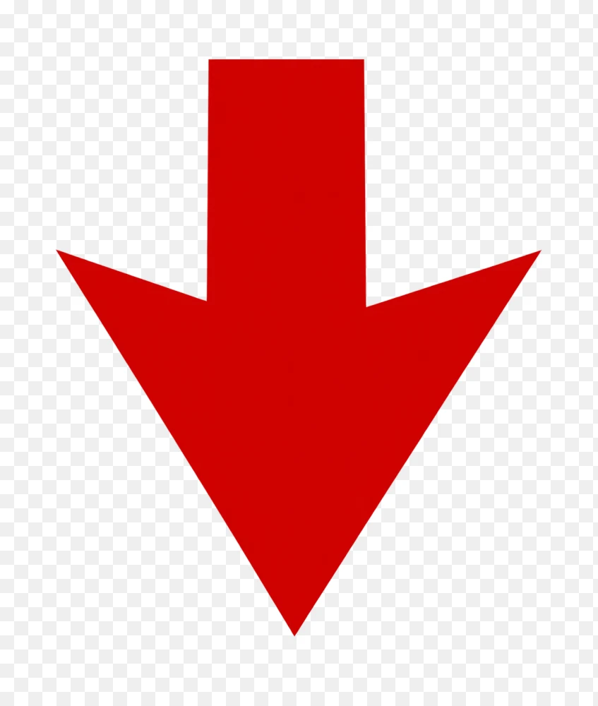 Bold Red Downward Arrow Graphic Element PNG Transparent Background