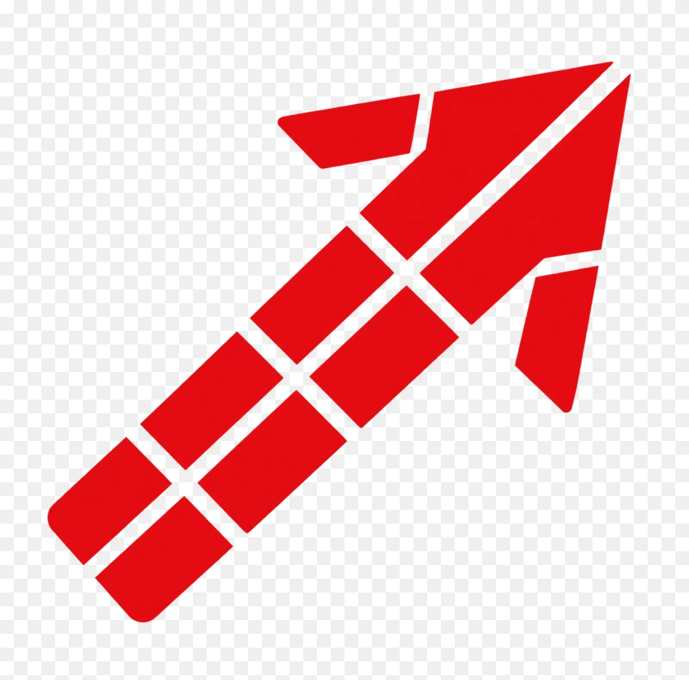 Bold Red Segmented Upward Arrow Graphic PNG Transparent Background