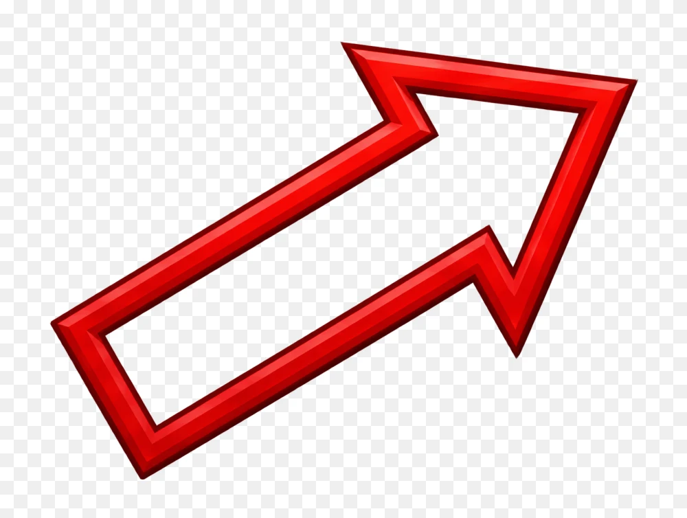 Bold Red Upward Diagonal Arrow PNG  Transparent Background