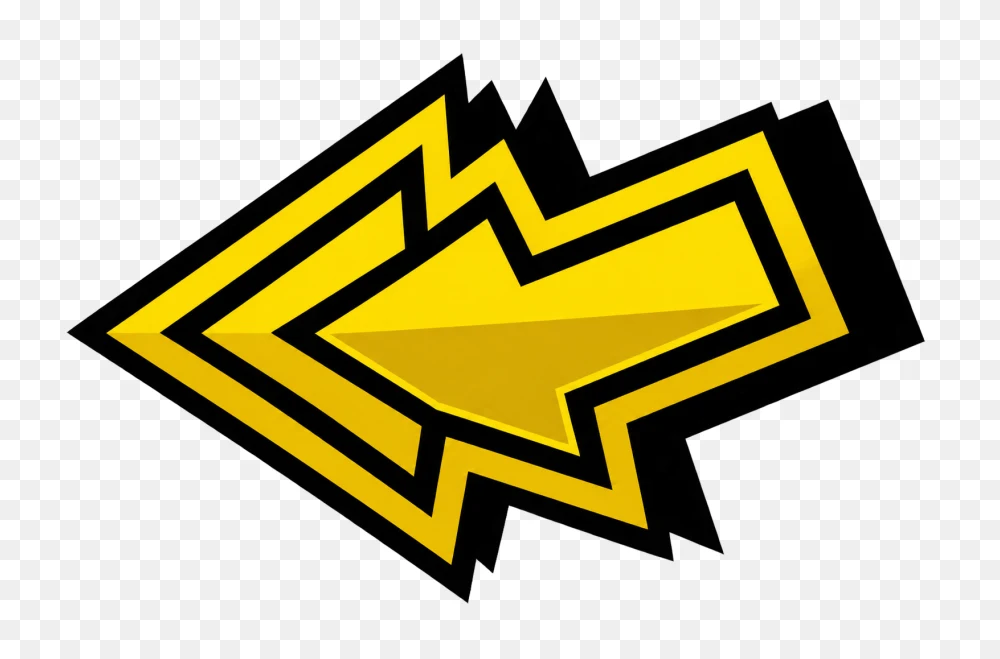 Bold Yellow Double Left Arrow Icon PNG  Transparent Background