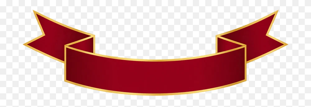 Burgundy Red Ribbon Banner with Gold Outline PNG  Transparent Background
