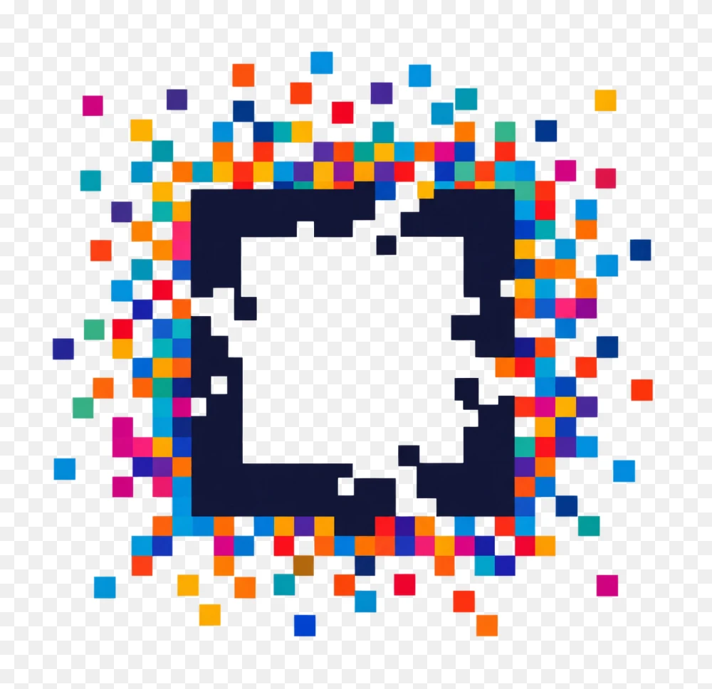 Colorful Pixelated Disintegration Square Frame Transparent PNG  Transparent Background