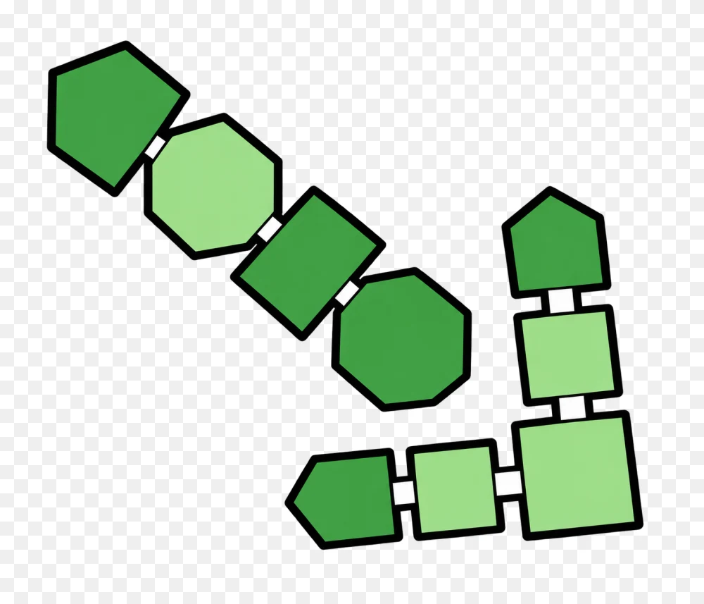 Connected Green Geometric Shapes Flow Chart Element PNG Transparent Background