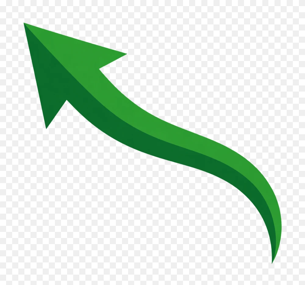 Curved Green Growth Arrow Transparent PNG  Transparent Background