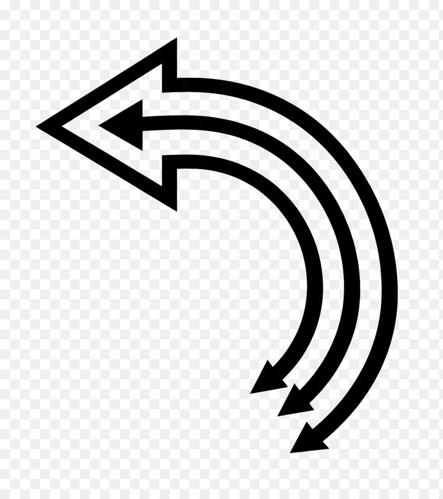 Curved Left U-Turn Multi-Line Arrow Transparent background png  Transparent Background