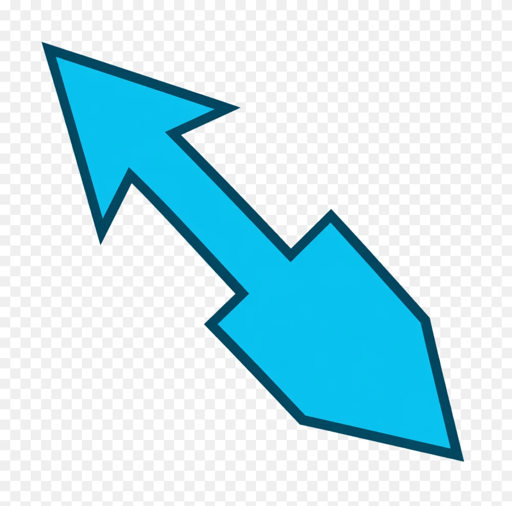 Cyan Double Sided Directional Arrow Icon PNG  Transparent Background