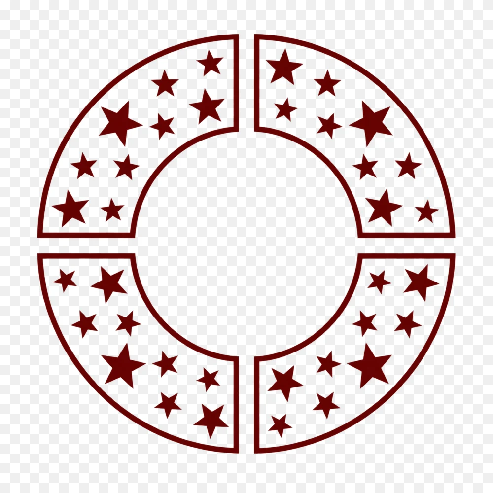 Dark Red Circular Star Pattern Border Frame PNG Transparent Background