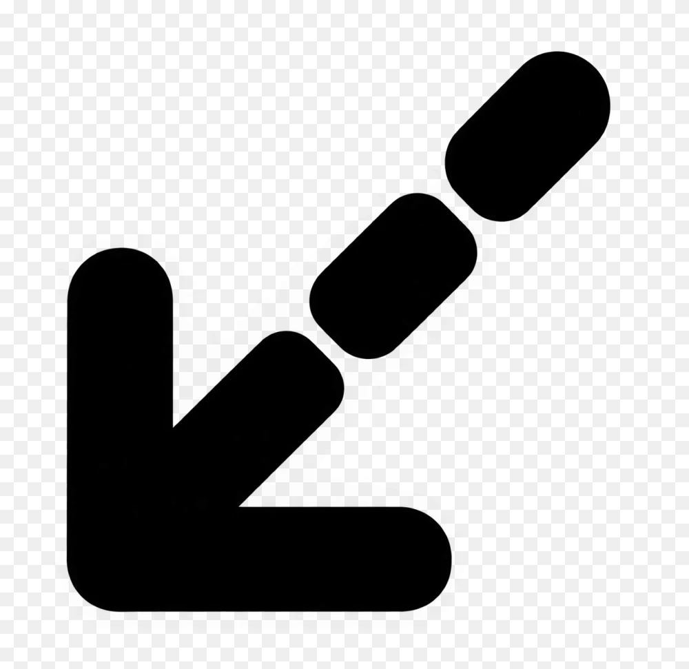 Dashed Tail Down Left Arrow Transparent background png  Transparent Background