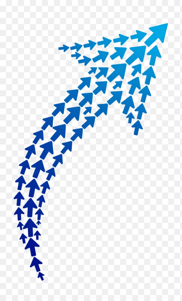 Dynamic Blue Upward Curved Arrow PNG  Transparent Background