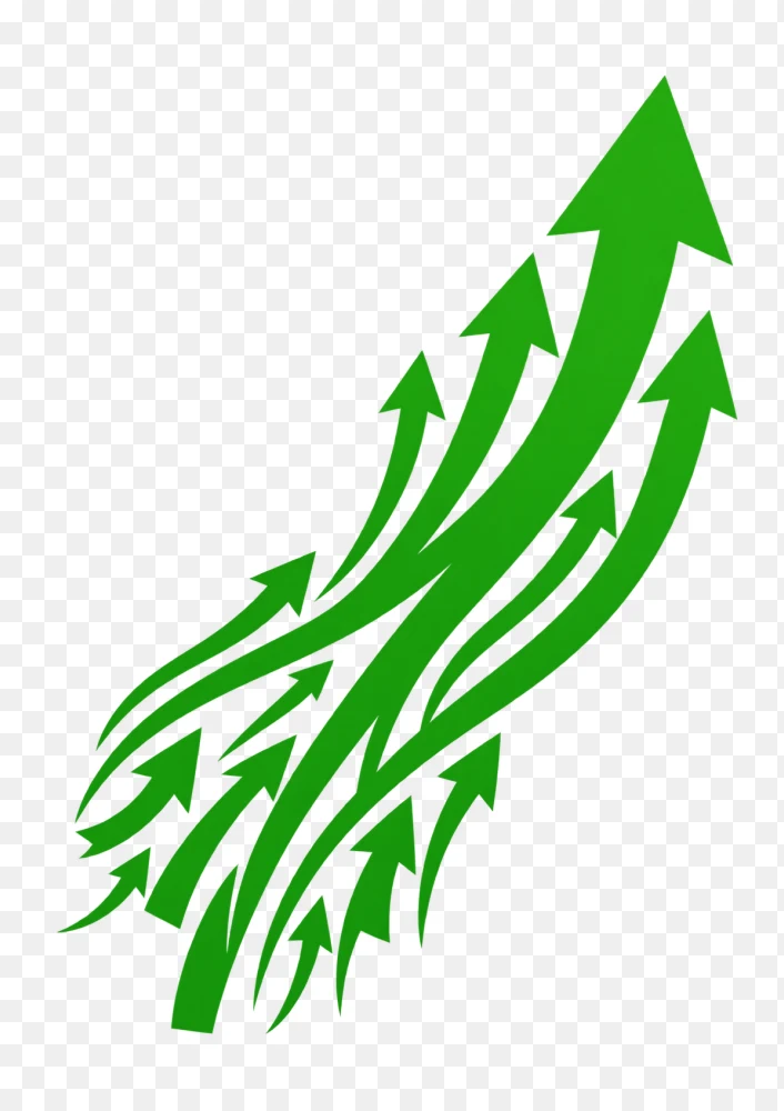 Dynamic Green Upward Arrows Growth Vector PNG  Transparent Background