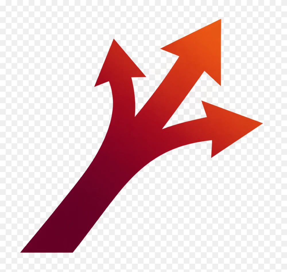 Dynamic Red Three Way Direction Arrow PNG  Transparent Background