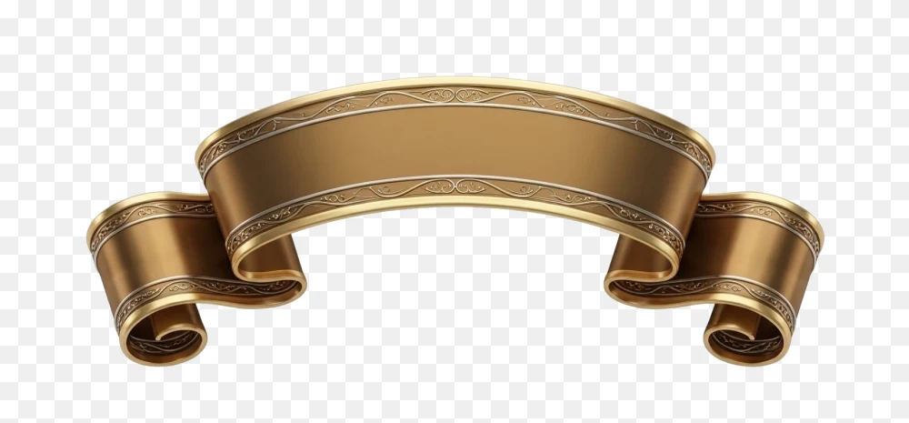 Elegant 3D Golden Banner PNG  Transparent Background