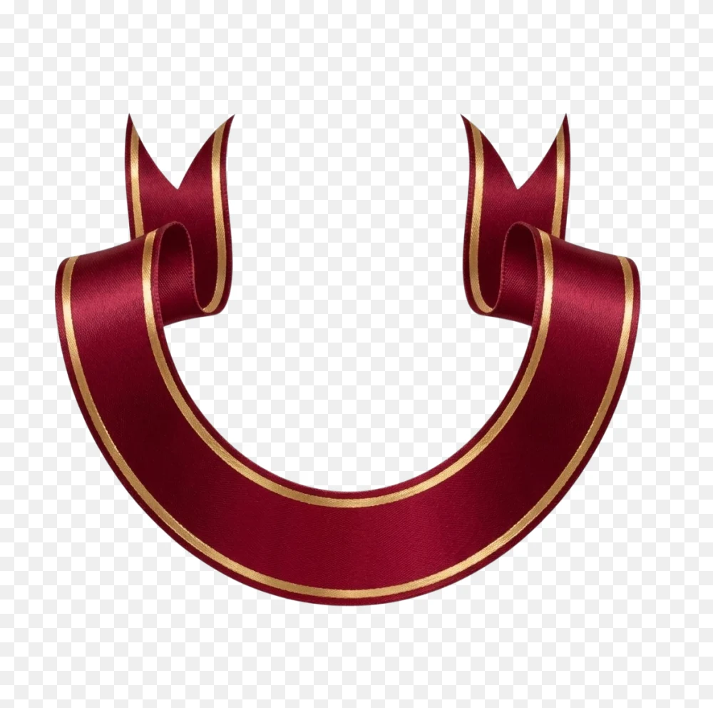 Elegant Maroon Ribbon Banner with Gold Line PNG  Transparent Background