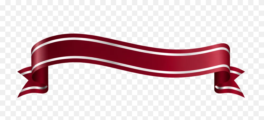 Elegant Maroon Ribbon Banner With White Lines PNG  Transparent Background