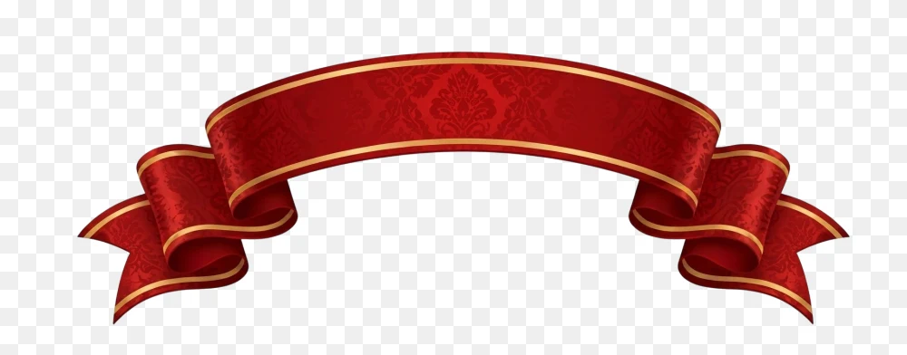 Elegant Red and Gold Curved Banner PNG  Transparent Background