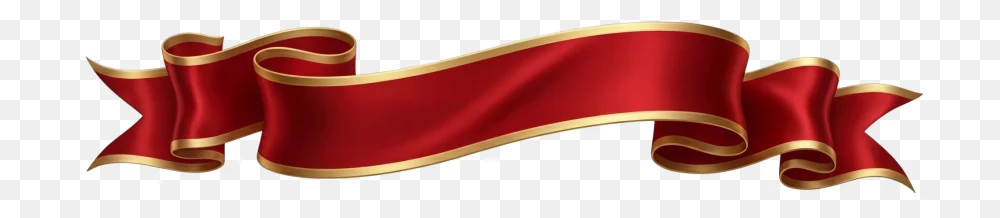 Elegant Red Ribbon Banner With Gold Trim PNG  Transparent Background