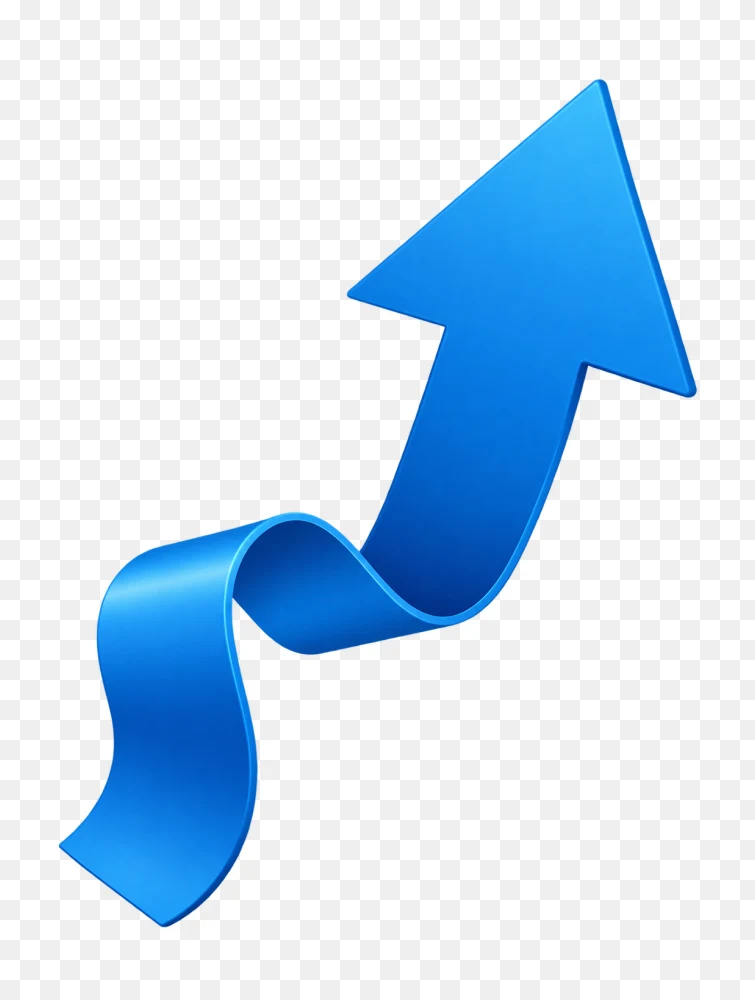 Glossy 3D Blue Arrow Pointing Upwards PNG  Transparent Background