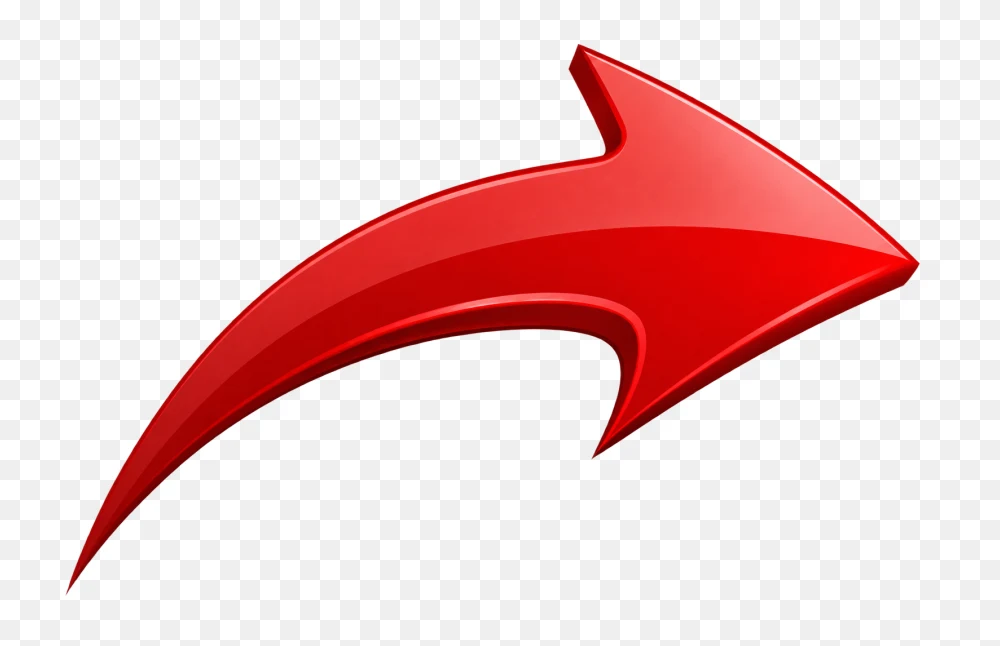 Glossy 3D Curved Red Arrow PNG  Transparent Background