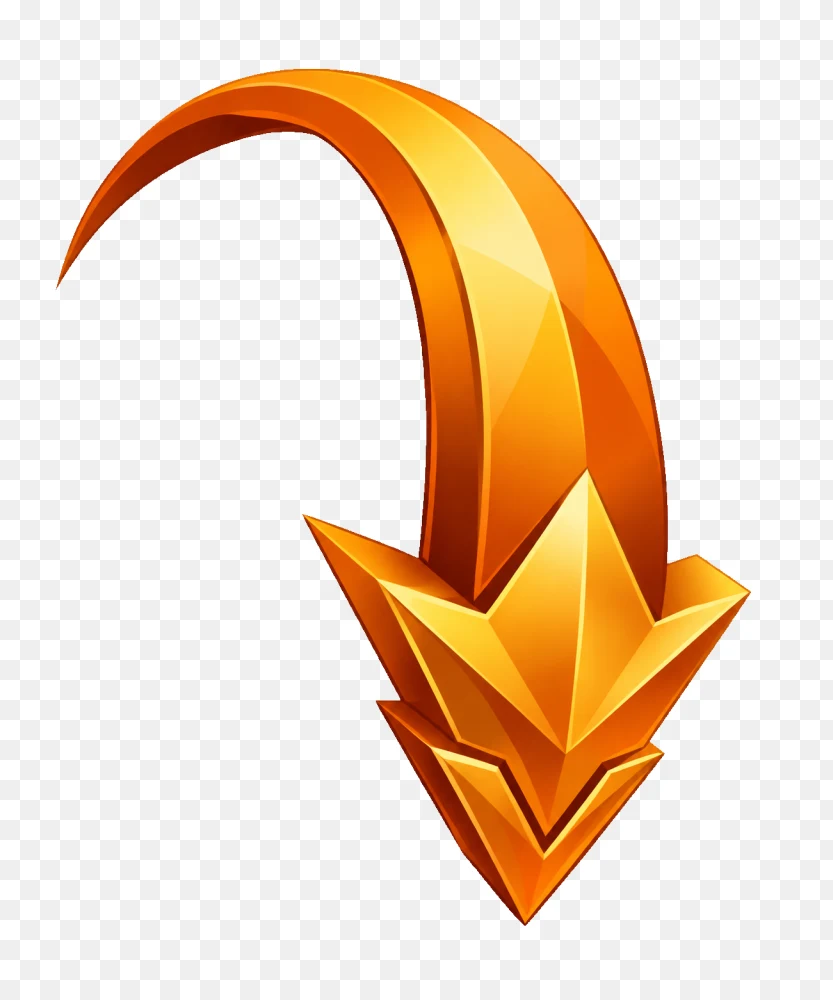 Glossy 3D Golden Curved Arrow Graphic PNG Transparent Background