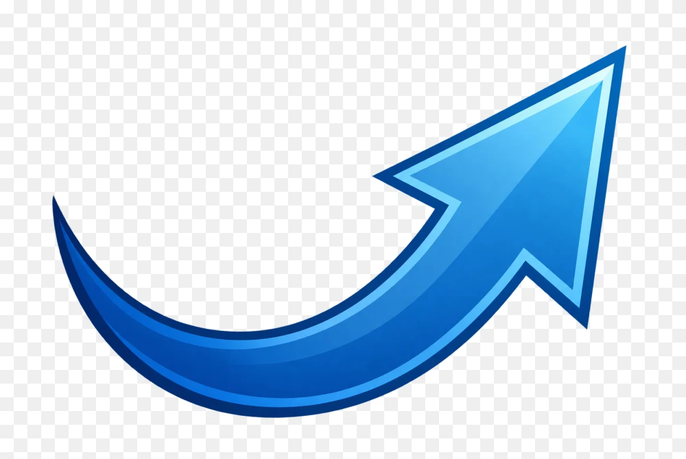 Glossy Blue Curved Arrow Transparent PNG Graphic  Transparent Background